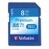 Verbatim® 8GB Premium SDHC Memory Card, UHS-1 V10 U1 Class 10, Up to 70MB/s Read Speed (VER96318) Each
