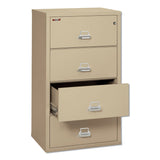 FireKing® Insulated Lateral File, 4 Legal/Letter-Size File Drawers, Parchment, 31.13" x 22.13" x 52.75", 260 lb Overall Capacity (FIR43122CPA)