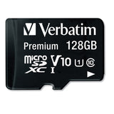 Verbatim® 128GB Premium microSDXC Memory Card with Adapter, UHS-I V10 U1 Class 10, Up to 90MB/s Read Speed (VER44085) Each