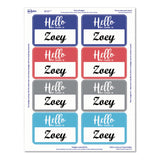Avery® Flexible Adhesive Name Badge Labels, "Hello", 3 3/8 x 2 1/3, Assorted, 120/PK (AVE8722) Pack of 120