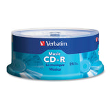 Verbatim® CD-R Music Recordable Disc, 700 MB/80 min, 40x, Spindle, Silver, 25/Pack (VER96155) Pack of 25
