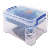 Advantus Super Stacker Divided Storage Box, 5 Sections, 7.5" x 10.13" x 6.5", Clear/Blue (AVT37375) Each