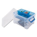 Advantus Super Stacker Divided Storage Box, 5 Sections, 7.5" x 10.13" x 6.5", Clear/Blue (AVT37375) Each