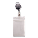 Advantus Resealable ID Badge Holders with 30" Cord Reel, Vertical, Frosted 3.68" x 5" Holder, 2.5" x 4" Insert, 10/Pack (AVT91129) Pack of 10
