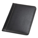Samsill® Contrast Stitch Leather Padfolio, 8 1/2 x 11, Leather, Black (SAM71710) Each