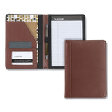 Samsill® Contrast Stitch Leather Padfolio, 6.25w x 8.75h, Open Style, Brown (SAM71736) Each