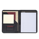 Samsill® Contrast Stitch Leather Padfolio, 8 1/2 x 11, Leather, Black (SAM71710) Each