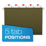 Pendaflex® Ready-Tab Reinforced Hanging File Folders, Letter Size, 1/3-Cut Tabs, Standard Green, 25/Box (PFX42620) Box of 25