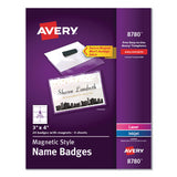 Avery® Magnetic Style Name Badge Kit, Horizontal, 4 x 3, White, 24/Pack (AVE8780) Pack of 24