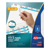 Avery® Print and Apply Index Maker Clear Label Dividers, Big Tab, 5-Tab, White Tabs, 11 x 8.5, White, 1 Set (AVE11490) Pack of 5