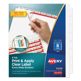 Avery® Print and Apply Index Maker Clear Label Dividers, Extra Wide Tab, 8-Tab, 11.25 x 9.25, White, 1 Set (AVE11439) Set of 8