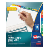 Avery® Print and Apply Index Maker Clear Label Dividers, 12-Tab, Color Tabs, 11 x 8.5, White, 5 Sets (AVE11405) Set of 12