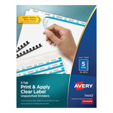 Avery® Print and Apply Index Maker Clear Label Unpunched Dividers, 5-Tab, 11 x 8.5, White, 25 Sets (AVE11443) Box of 25