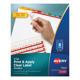 Avery® Print and Apply Index Maker Clear Label Dividers, 8-Tab, Color Tabs, 11 x 8.5, White, Traditional Color Tabs, 25 Sets (AVE11424) Set of 8