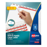 Avery® Print and Apply Index Maker Clear Label Dividers, Big Tab, 8-Tab, 11 x 8.5, White, 1 Set (AVE11491) Pack of 5