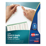 Avery® Print and Apply Index Maker Clear Label Dividers, Copiers, 5-Tab, 11 x 8.5, White, 5 Sets (AVE11421) Pack of 5