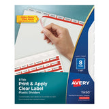 Avery® Print and Apply Index Maker Clear Label Plastic Dividers w/Printable Label Strip, 8-Tab, 11 x 8.5, Frosted Clear Tabs, 1 Set (AVE11450) Set of 8