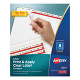 Avery® Print and Apply Index Maker Clear Label Dividers, 8-Tab, 11 x 8.5, White, 50 Sets (AVE11557) 50 Sets of 8