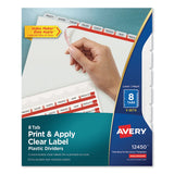 Avery® Print and Apply Index Maker Clear Label Plastic Dividers w/Printable Label Strip, 8-Tab, 11 x 8.5, Frosted Clear Tabs, 5 Sets (AVE12450) 5 Sets of 8