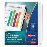 Avery® Print and Apply Index Maker Clear Label Sheet Protector Dividers with White Tabs, 8-Tab, 11 x 8.5, Clear, 1 Set (AVE75501) Set of 8
