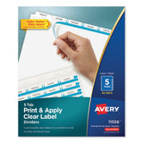 Avery® Print and Apply Index Maker Clear Label Dividers, 5-Tab, White Tabs, 11 x 8.5, White, 50 Sets (AVE11556) 50 Sets of 8