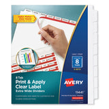 Avery® Print and Apply Index Maker Clear Label Dividers, Extra Wide Tabs, 8-Tab, 11.25 x 9.25, White, 5 Sets (AVE11441) 5 Sets of 8
