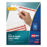 Avery® Print and Apply Index Maker Clear Label Dividers, 8-Tab, 11 x 8.5, White, 25 Sets (AVE11447) Box of 25