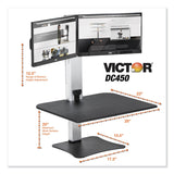 Victor® High Rise Electric Dual Monitor Standing Desk Workstation, 28" x 23" x 20.25", Black/Aluminum (VCTDC450) Each