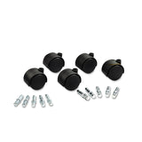 Master Caster® Deluxe Duet Casters, Grip Ring Type B and Type K Stems, 2" Soft Polyurethane Wheel, Matte Black, 5/Set (MAS23624) Set of 5