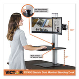 Victor® High Rise Electric Dual Monitor Standing Desk Workstation, 28" x 23" x 20.25", Black/Aluminum (VCTDC450) Each