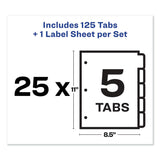 Avery® Print and Apply Index Maker Clear Label Dividers, 5-Tab, Color Tabs, 11 x 8.5, White, Traditional Color Tabs, 25 Sets (AVE11423) Set of 5