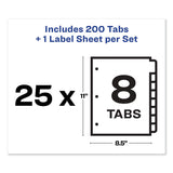 Avery® Print and Apply Index Maker Clear Label Dividers, 8-Tab, Color Tabs, 11 x 8.5, White, Traditional Color Tabs, 25 Sets (AVE11424) Set of 8