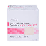 McKesson Foam Dressing 3 X 3 Inch With Border Film Backing Acrylic Adhesive Square Sterile (1138279_BX) 10/BX
