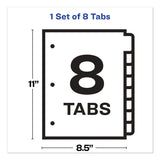 Avery® Print and Apply Index Maker Clear Label Plastic Dividers w/Printable Label Strip, 8-Tab, 11 x 8.5, Frosted Clear Tabs, 1 Set (AVE11450) Set of 8