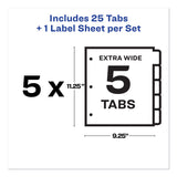 Avery® Print and Apply Index Maker Clear Label Dividers, Extra Wide Tab, 5-Tab, White Tabs, 11.25 x 9.25, White, 5 Sets (AVE11440) 5 Sets of 5