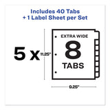 Avery® Print and Apply Index Maker Clear Label Dividers, Extra Wide Tabs, 8-Tab, 11.25 x 9.25, White, 5 Sets (AVE11441) 5 Sets of 8