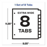Avery® Print and Apply Index Maker Clear Label Dividers, Extra Wide Tab, 8-Tab, 11.25 x 9.25, White, 1 Set (AVE11439) Set of 8