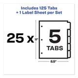 Avery® Print and Apply Index Maker Clear Label Dividers, 5-Tab, White Tabs, 11 x 8.5, White, 25 Sets (AVE11446) Box of 25