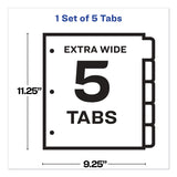 Avery® Print and Apply Index Maker Clear Label Dividers, Extra Wide Tab, 5-Tab, White Tabs, 11.25 x 9.25, White, 1 Set (AVE11438) Set of 5
