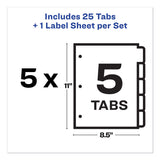 Avery® Print and Apply Index Maker Clear Label Plastic Dividers with Printable Label Strip, 5-Tab, 11 x 8.5, Assorted Tabs, 5 Sets (AVE12452) 5 Sets of 5