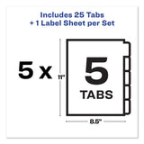 Avery® Print and Apply Index Maker Clear Label Unpunched Dividers, 5-Tab, 11 x 8.5, White, 5 Sets (AVE11431) Pack of 5