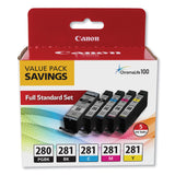 Canon® 2075C006 (PGI-280; CLI-281) Ink, Black XL/Black/Cyan/Magenta/Yellow (CNM2075C006) Each