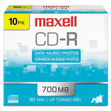 Maxell® CD-R Recordable Disc, 700 MB/80 min, 48x, Slim Jewel Case, Silver, 10/Pack (MAX648210) Pack of 10
