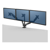 Fellowes® Platinum Series Triple Monitor Arm for 27" Monitors, 360 deg Rotation, +85/-20 deg Tilt, 360 deg Pan, Black, Supports 20 lb (FEL8042601) Each