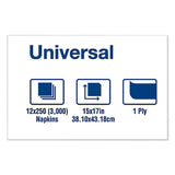 Tork® Universal Dinner Napkins, 1-Ply, 15" x 17", 1/8 Fold, White, 3000/Carton (TRKN5181A) Case of 3000