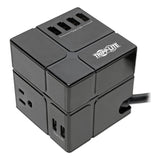 Tripp Lite Power Cube Surge Protector, 3 AC Outlets/6 USB-A Ports, 6 ft Cord, 540 J, Black (TRPTLP366CUBEUS) Each