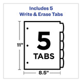 Avery® Write and Erase Big Tab Durable Plastic Dividers, 3-Hole Punched, 5-Tab, 11 x 8.5, Assorted, 1 Set (AVE16170) Set of 5