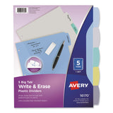 Avery® Write and Erase Big Tab Durable Plastic Dividers, 3-Hole Punched, 5-Tab, 11 x 8.5, Assorted, 1 Set (AVE16170) Set of 5