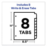 Avery® Write and Erase Big Tab Durable Plastic Dividers, 3-Hole Punched, 8-Tab, 11 x 8.5, Assorted, 1 Set (AVE16171) Set of 8