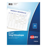 Avery® Top-Load Clear Vinyl Envelopes w/Thumb Notch, 9” x 12”, Clear, 10/Pack (AVE74804) Pack of 10